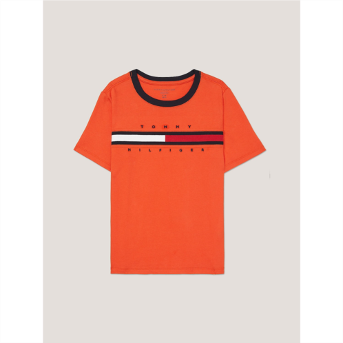 TOMMY HILFIGER Kids Flag Stripe Logo Ringer T-Shirt